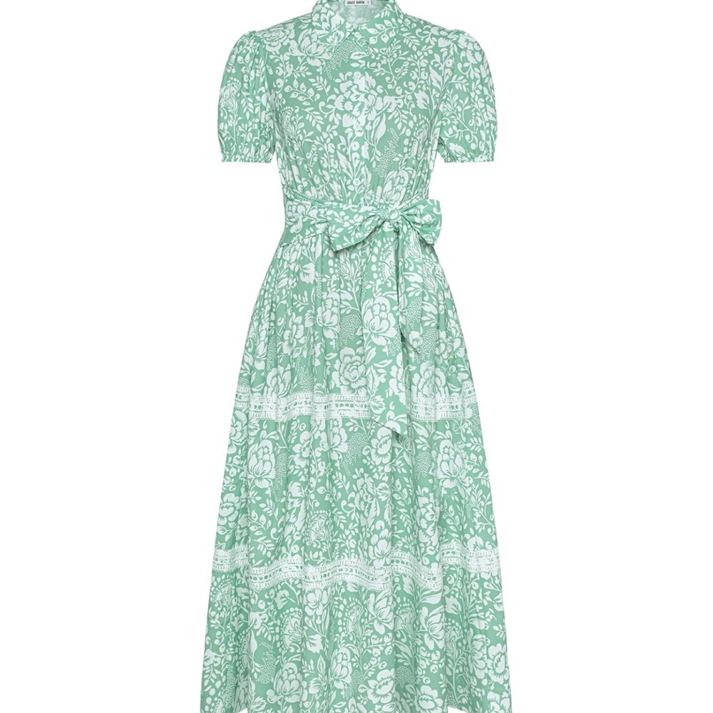 Grace Karin Green Floral Maxi Dress